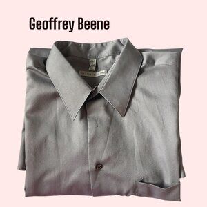 Geoffrey Beene Big Tall Dress Shirt 18.5 Grey Long Sleeve Button Down EUC